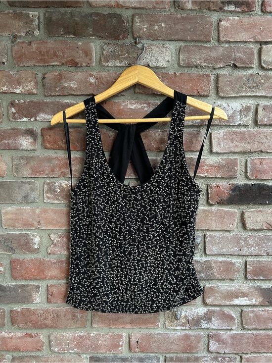 Gestuz Tops - Black Beaded cross-Back Tank Top - Women